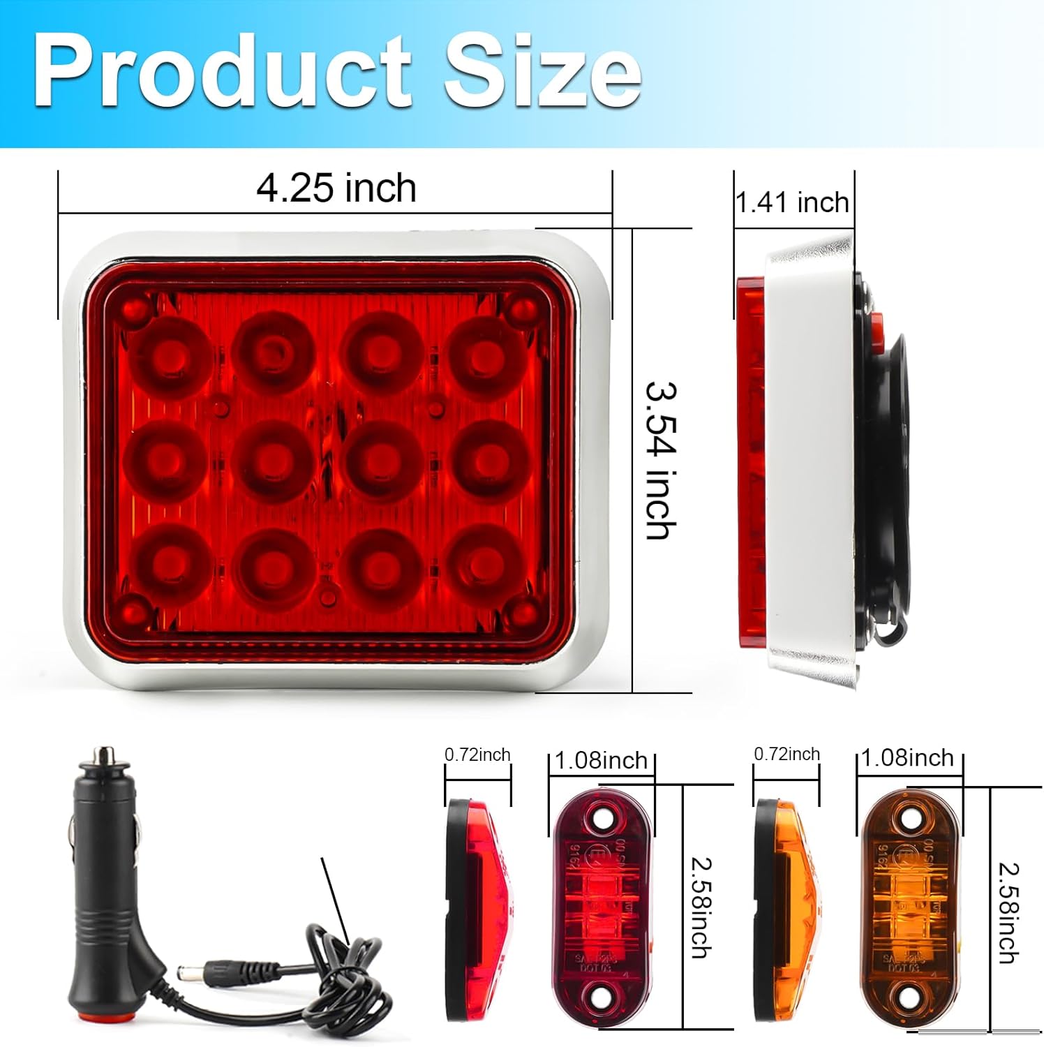 LIGBT Red LED Magnetic Trailer Lights 2Packs Wireless Trailer Stop Brake Turn tail lights for Trucks Vehicles Rechargeable Strobe Beacon Light Portable Square Flashing Tow Light 12V 24V