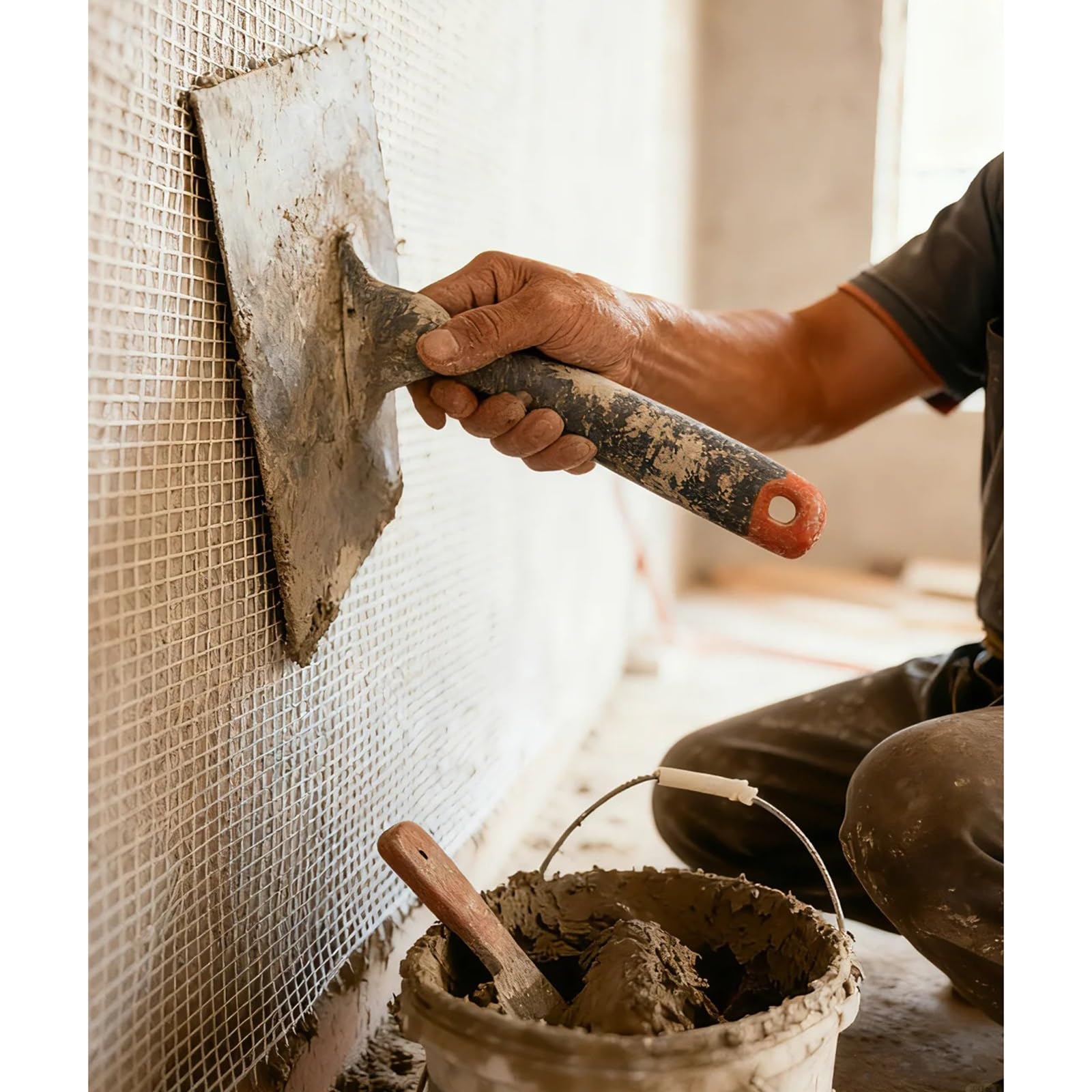 Malla de fibra de vidrio para enlucido Paño de malla de fibra de vidrio for reparación de grietas de pared aislamiento impermeabilización 0,4-0,7 cm 30-100m(Hole 0.7cm L 30m)