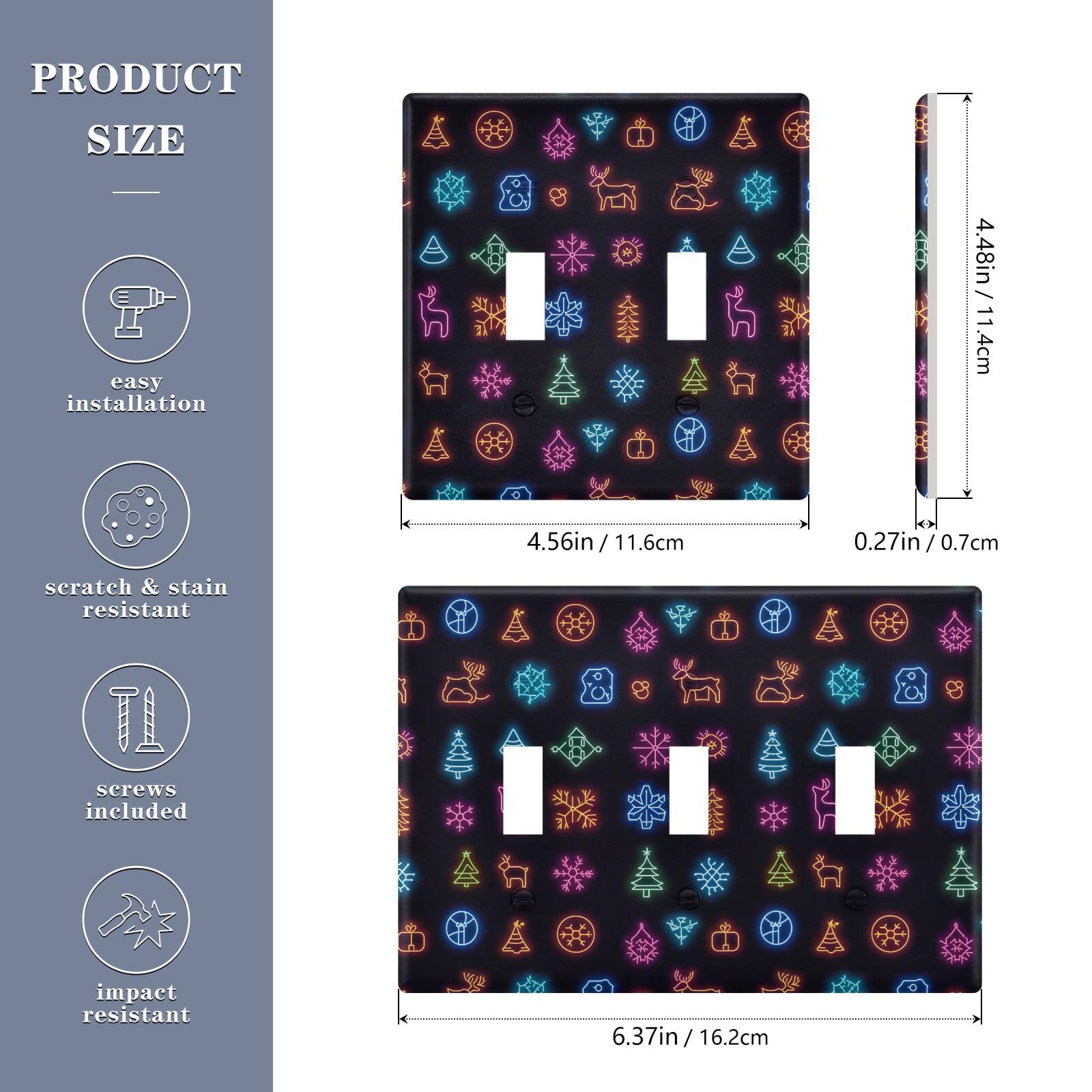 UMIRIKO Neon Christmas Tree Snowflake Elk Light Switch Cover Plate Covers Decorative Double Toggle Home Decor 202b7121