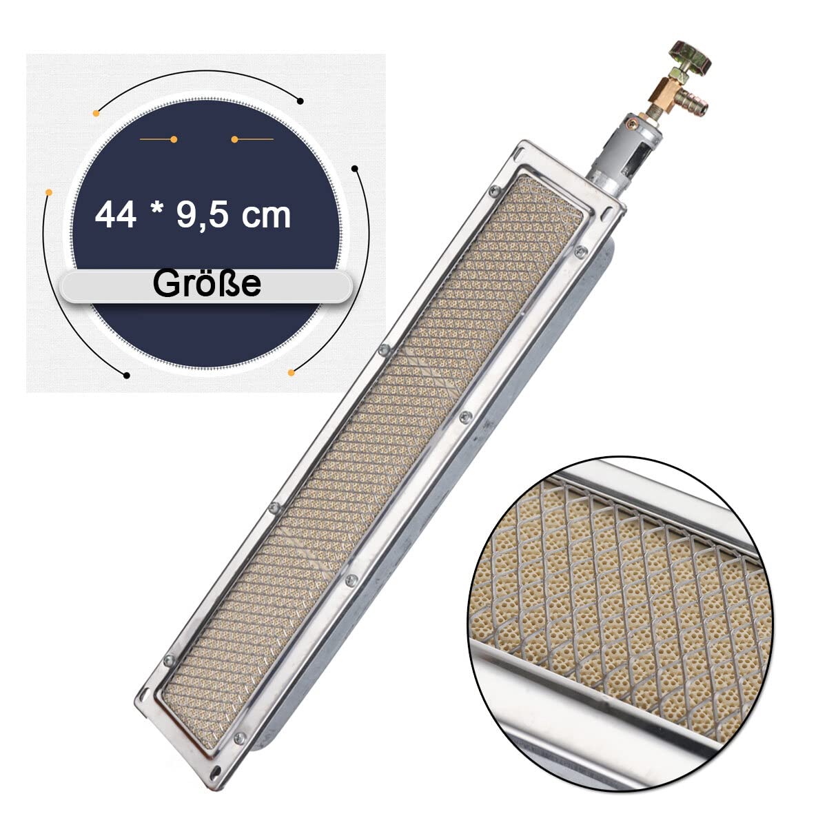 Infrarot Gasbrenner Grill - Keramik Brenner Für Outdoor Kochen & Dehydrieren 44x9,5cm