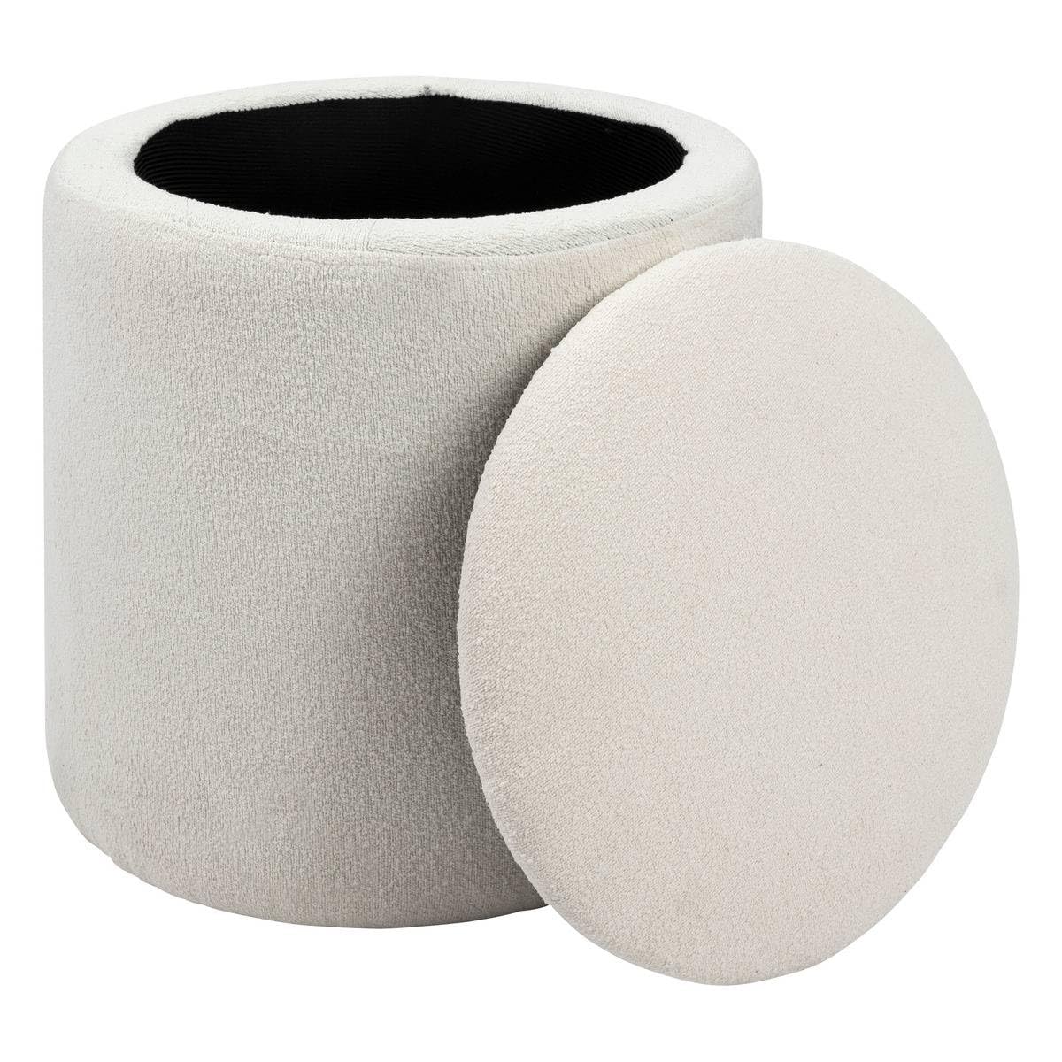 Atmosphera - Pouf Coffre Bouclette kaydi Blanc d35cm