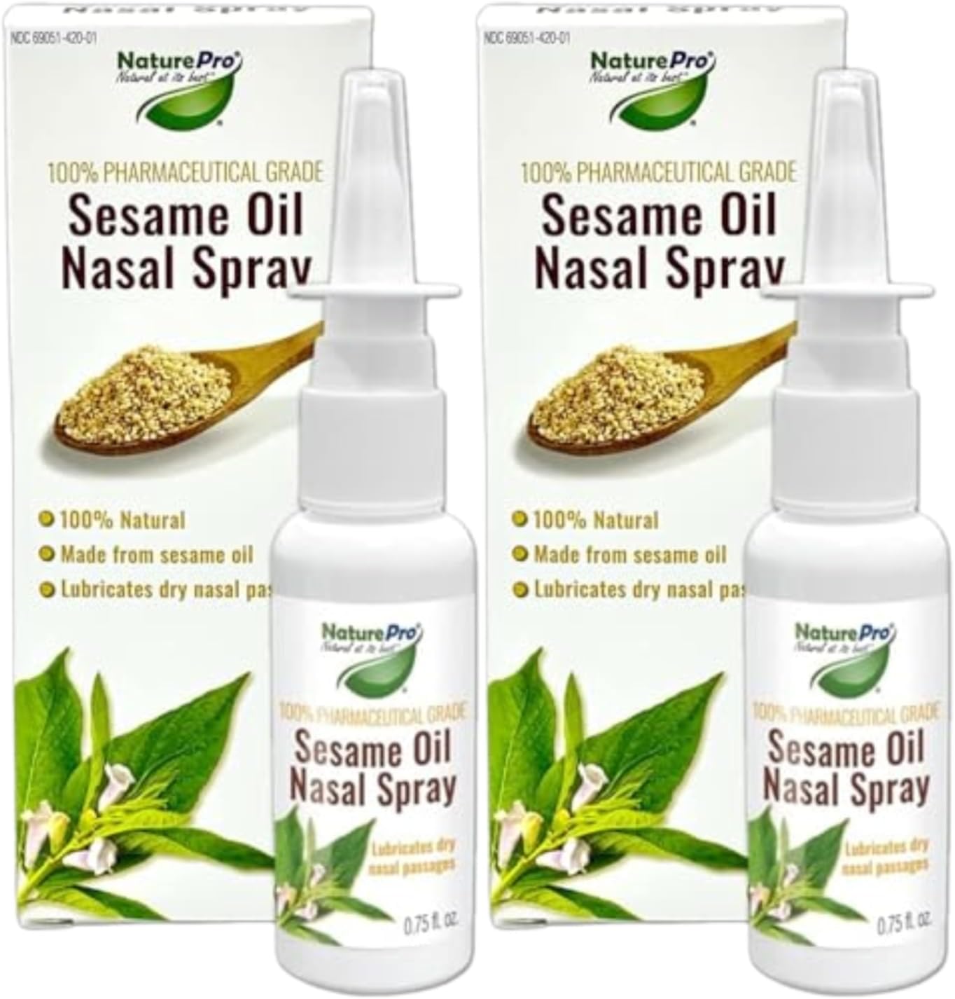 Sesame Oil Nasal Spray 2 Pack with 100% Pharmaceutical Grade Sesame Oil to Offer a Natural Way to Lubricate Your Nasal Passages and Provide Relief