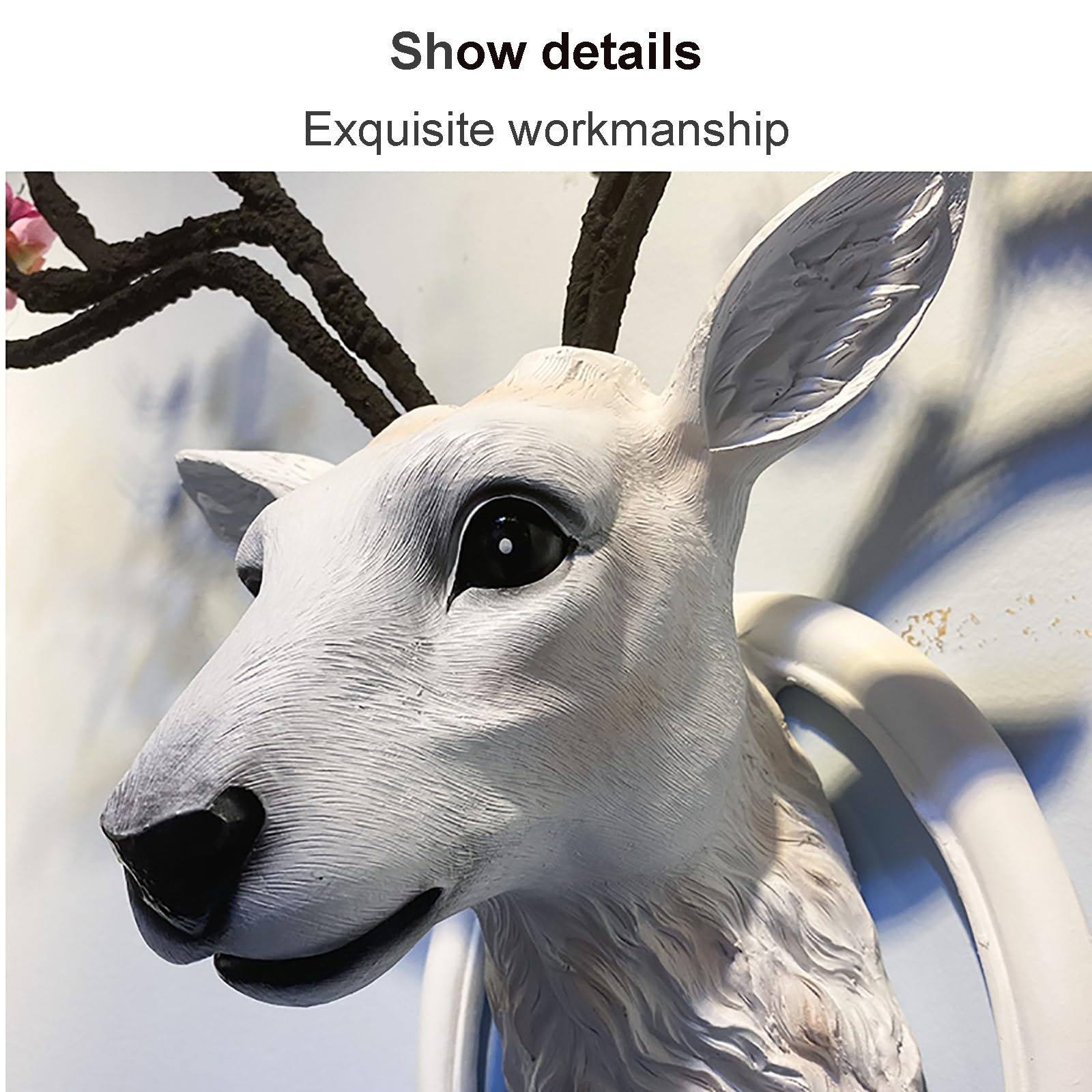 Amazon.co.jp: 鹿の頭 壁掛け 枝角 装飾彫刻 鹿の頭 壁アート