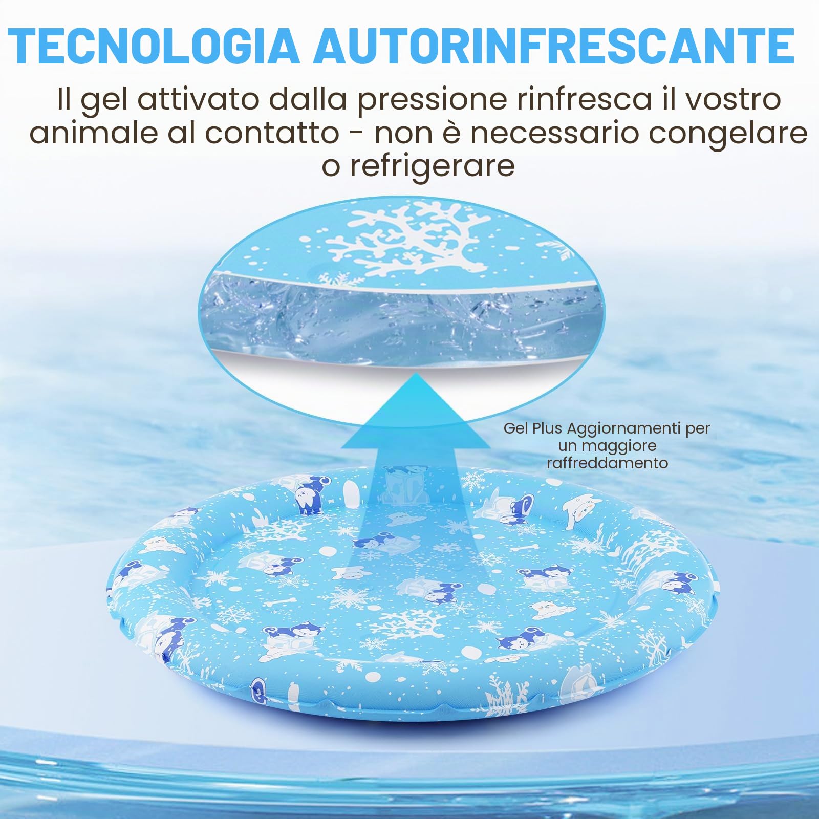 HAPPY HACHI Tappetino Refrigerante Cane, Tappeto Refrigerante per Gatti Cani in Gel Non Tossico Antigraffi Tessuto Materassino Gatto Raffreddamento per Animali Piccola Taglia in Estate (55cm)