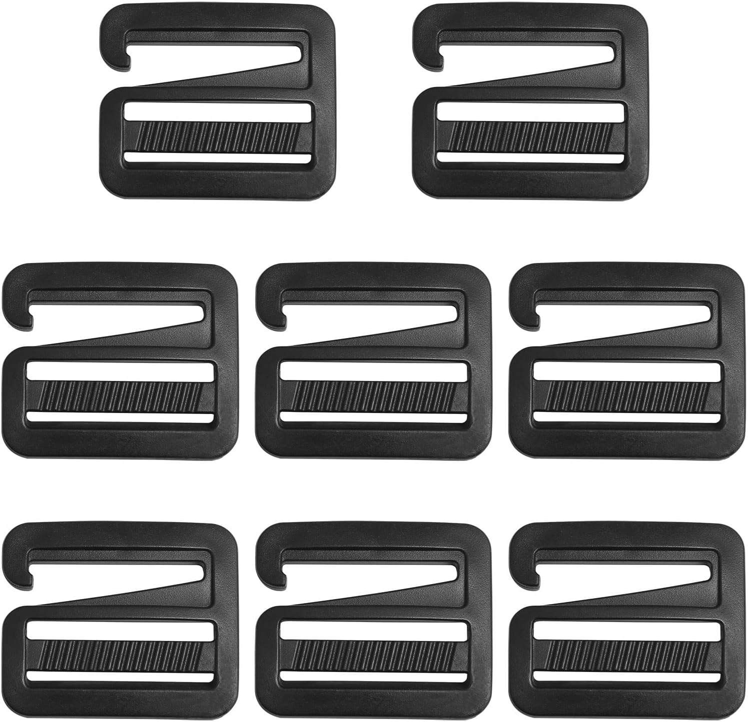 G Hook 8PCS 4Pairs Black G-Hook Wave Buckles Backpack Strap Belt Hardware Carabiners Hook Outdoor Webbing Buckle Clips Adjustable Buckles for Backpack Luggage Strap Webbing, 39mm/1.5 inches ID