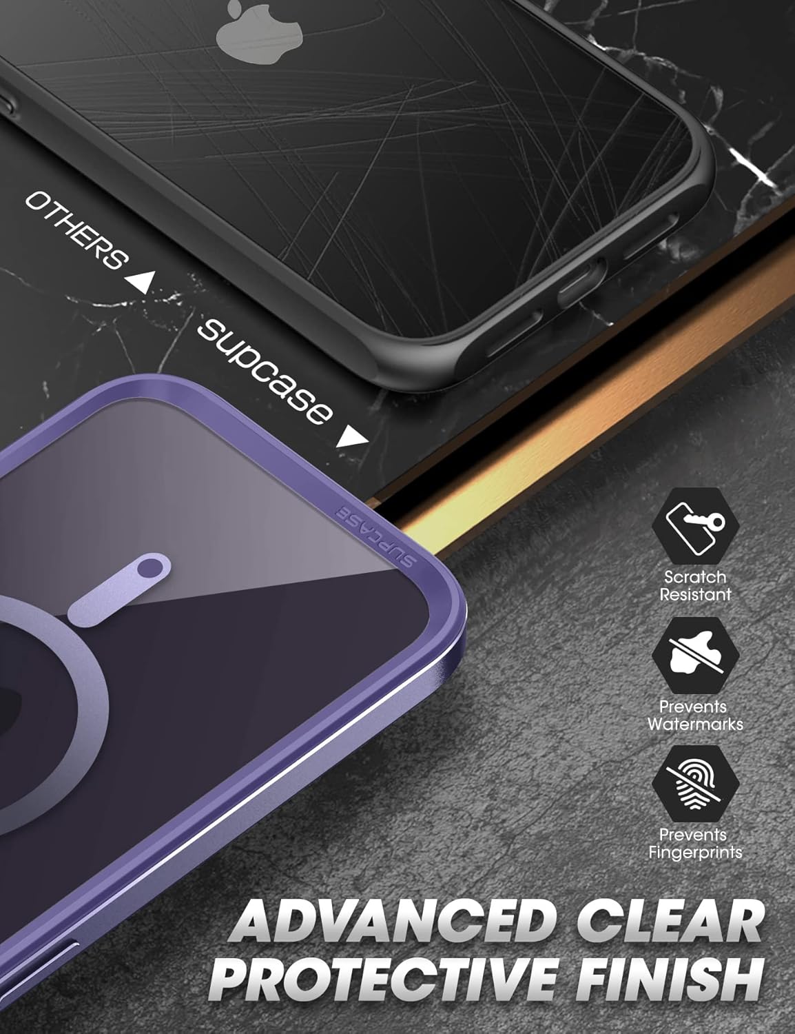 SUPCASE for iPhone 14 Pro Max Case with Screen Protector (Unicorn Beetle Edge Mag), [Compatible with MagSafe] Slim Frame Clear Shockproof Protective Magnetic Phone Case for iPhone 14 Pro Max, Mauve