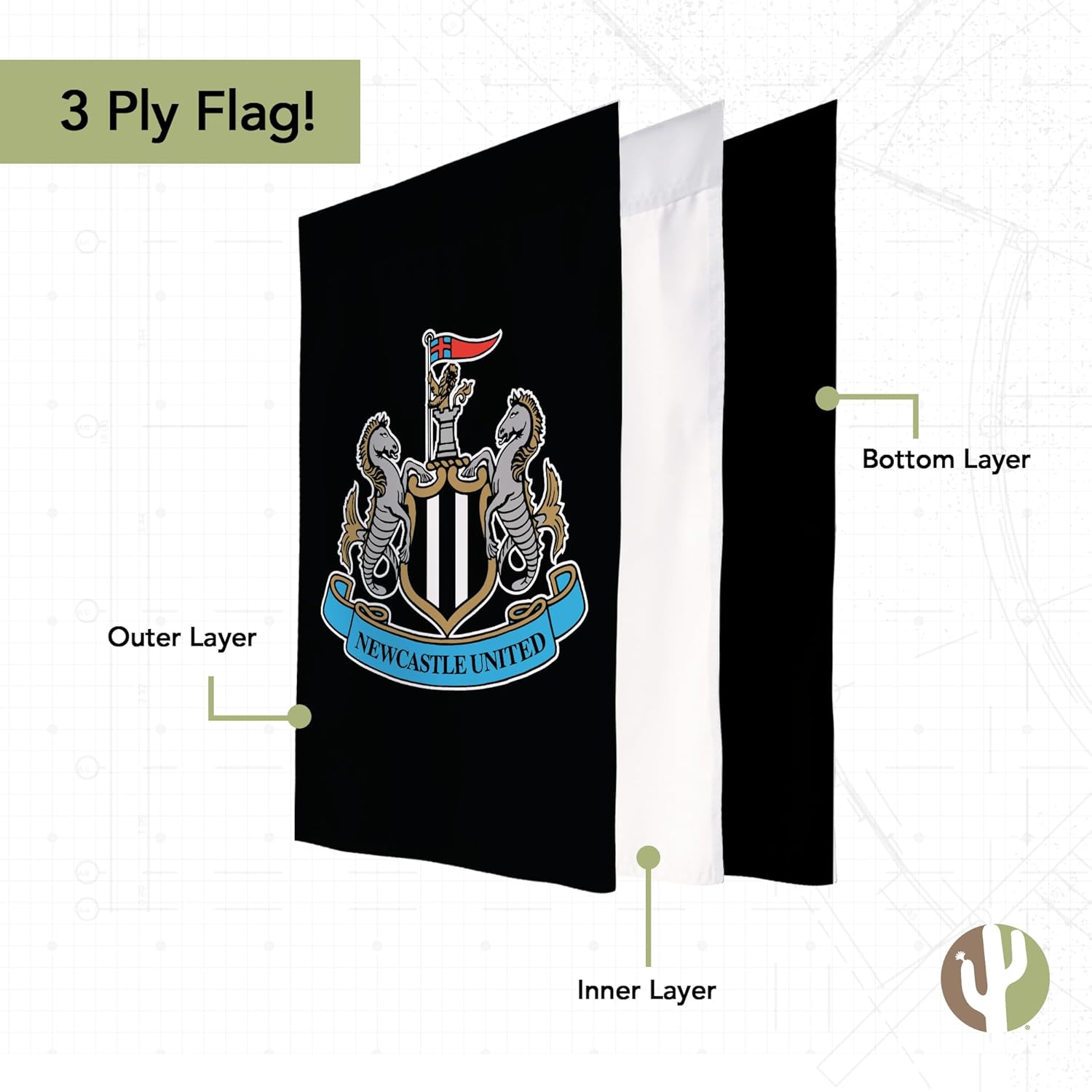 Desert Cactus Newcastle United FC Garden Flag – 19 x 12 Inch Football Soccer NUFC Magpies English Banner, for Outdoor Display and Events (Garden Flag A) - Image 3