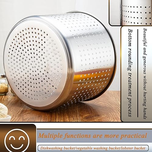 Miniatura 4 de Cesta de vapor de acero inoxidable solamente, cubos de hervir con fugas de mariscos, filtro de freidora de pavo, utensilios de cocina de mariscos