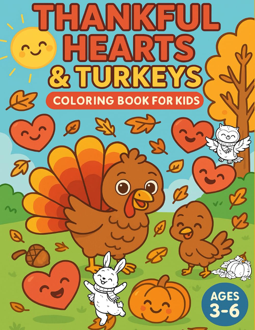 Thankful Hearts & Turkeys: Thankful Hearts & Turkeys - A Fun & Educational Coloring Adventure for Kids - single-sided pages to prevent bleed-through and make tearing out artwork easy
