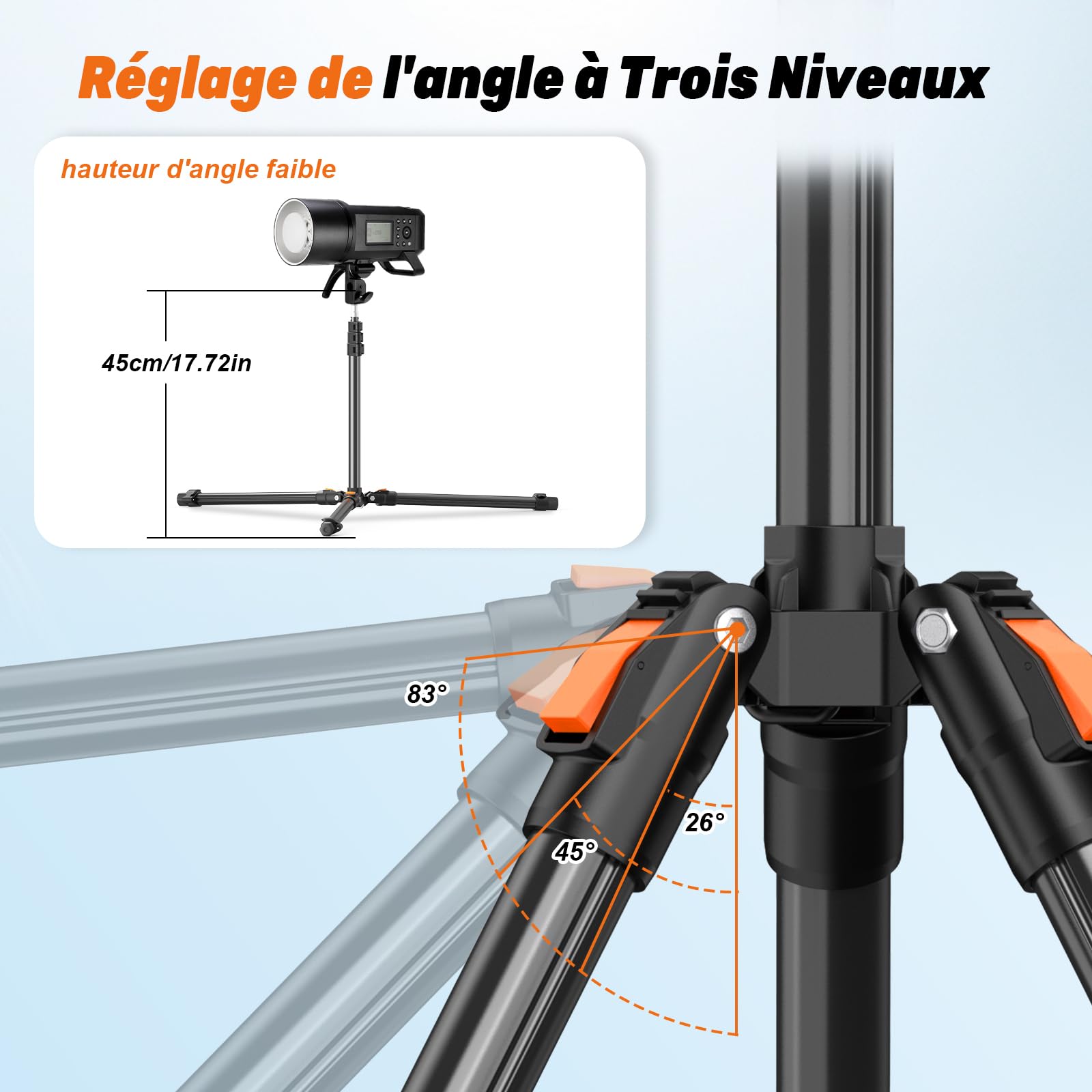 XXZU 210cm Trépied de Lampe avec Rotule, Support d'éclairage Trépied Pliant Réversible pour Studio Photographie Charge 4kg pour Softbox/Réflecteur/Lumière/Flash/Appareil Photo/Téléphone