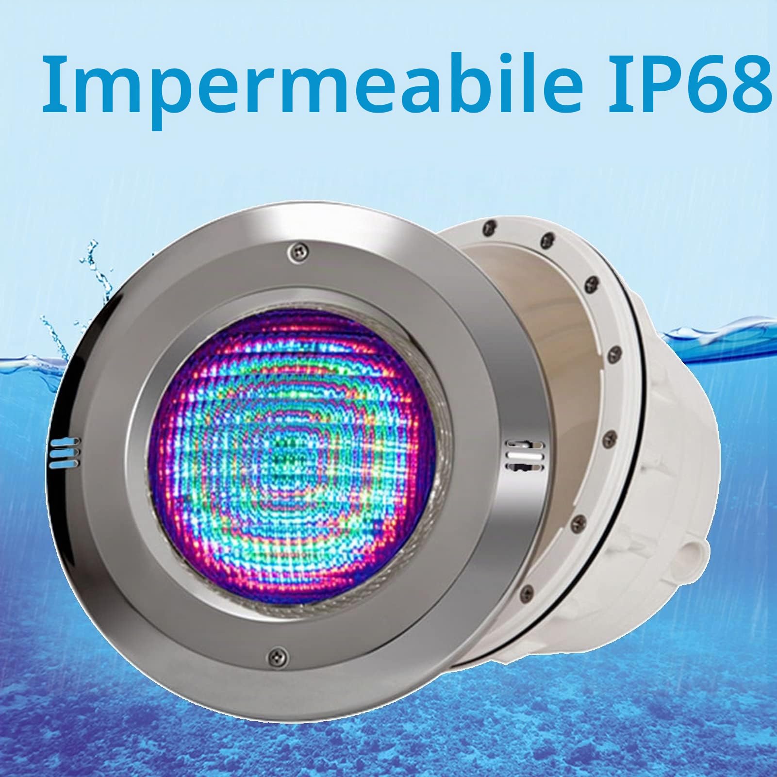 Faretti per Piscina con Nicchia PAR56 Materiale in Acciaio Inossidabile 12V AC IP68 Lampada Subacquea da Incasso per Piscina con Tipo di Pellicola 100% Impermeabile