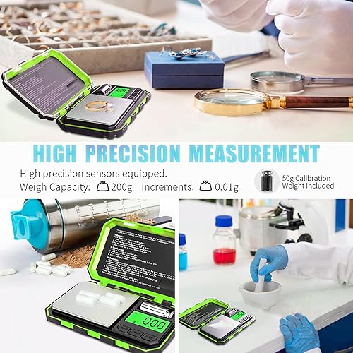 Miniatura 2 de Fuzion Báscula digital de bolsillo, 7.05 oz x 0.00 oz, mini báscula de joyería de 6 unidades con pantalla LCD, función de tara, 1.76 oz de peso Cal