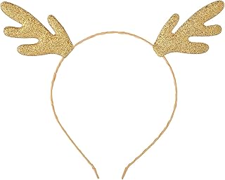 LUX ACCESSORIES Goldtone Glittery Little Reindeer Antlers Girls Fashionable Headband