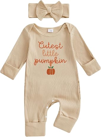 My First Halloween Baby Girl Outfit Cutest Pumpkin Long Sleeve Romper Jumpsuit Newborn Girl Outfits Clothes