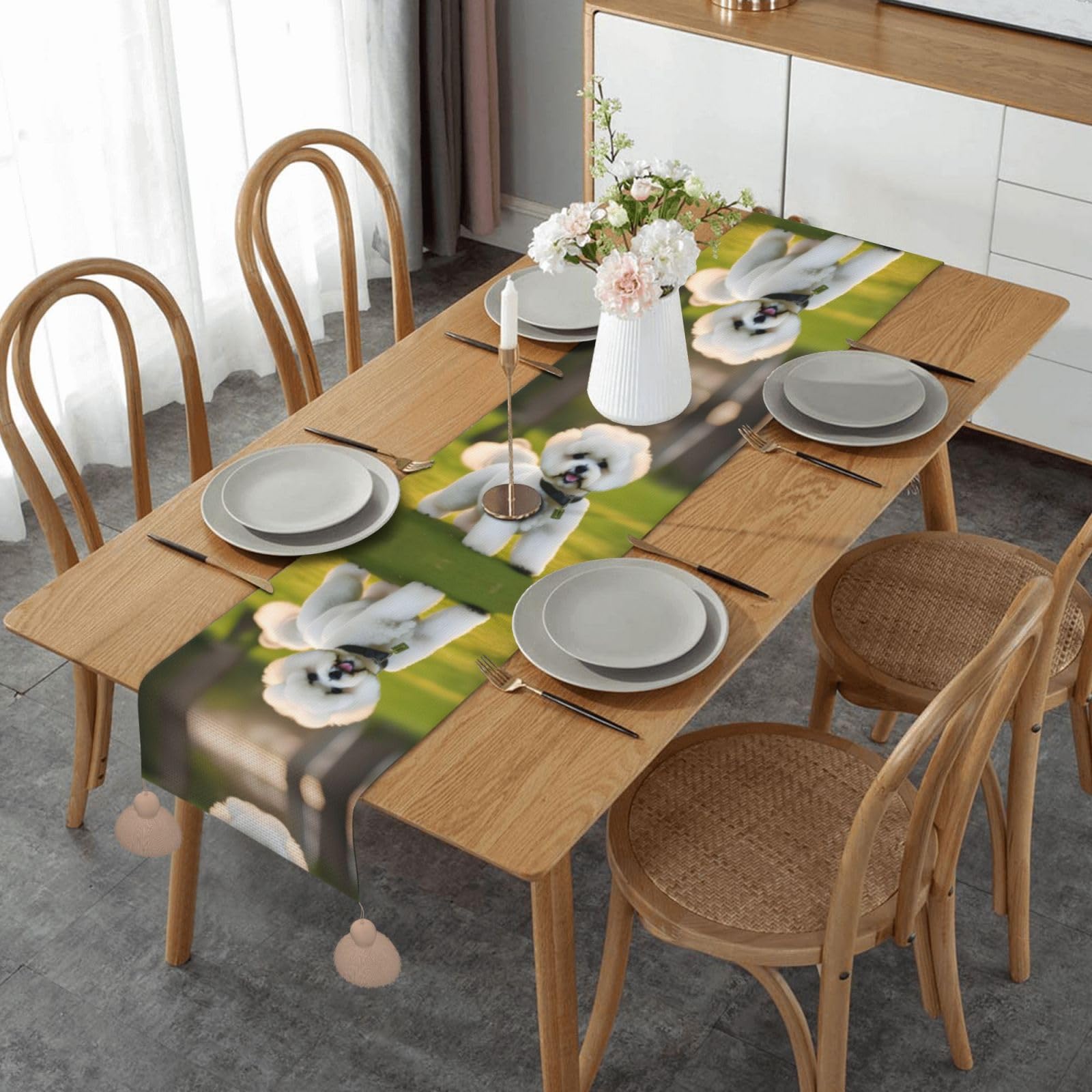 Chemin de table rustique pour salle à manger et décoration Noël cuisine