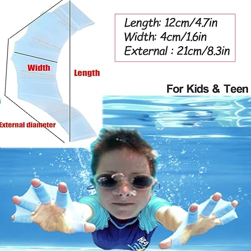 Miniatura 2 de 3 pares de aletas de silicona para nadar a mano con palmas de silicona para buceo para niños y alumnos.