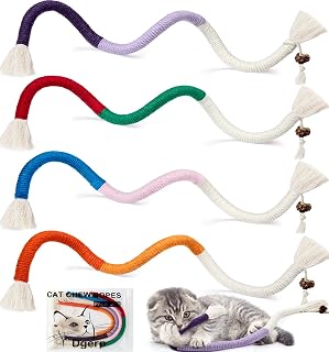 Dgerp Cat Chew Ropes 4-Pack with Refillable Catnip & Gall Fruit - Safe Dental Chew Toys for Indoor Cats All Breeds 19.5"