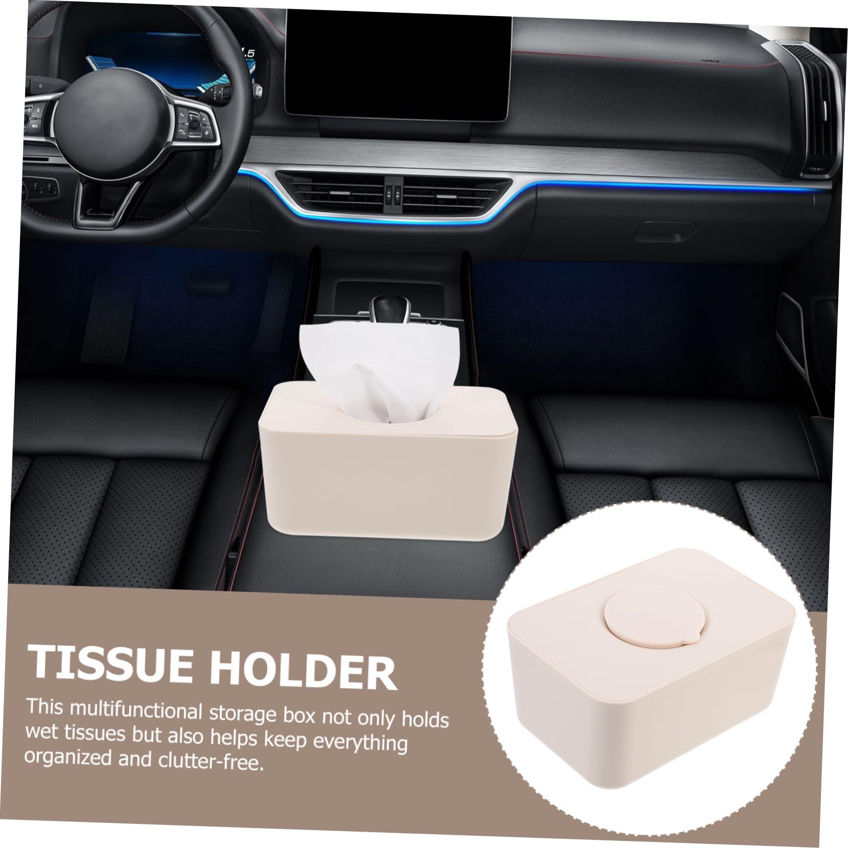 Boîte Distributrice Lingettes Humides Silicone Étanche avec Couvercle Capacité Spacieuse Rechargeable pour Maison et Voiture Rangement Pratique pour Mouchoirs et Lingettes