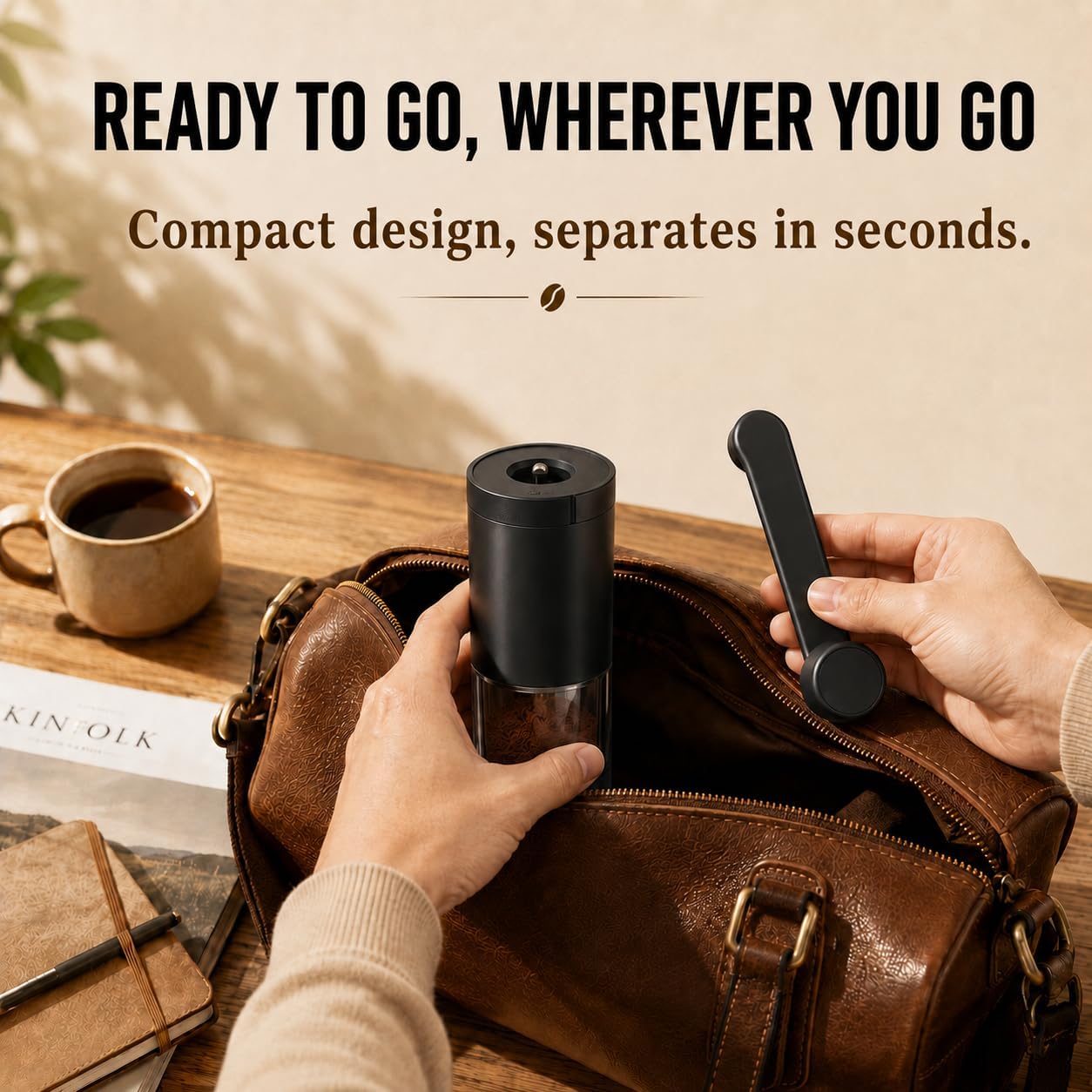 Manual Coffee Grinder, Ceramic Burr Hand Coffee Mill for Espresso