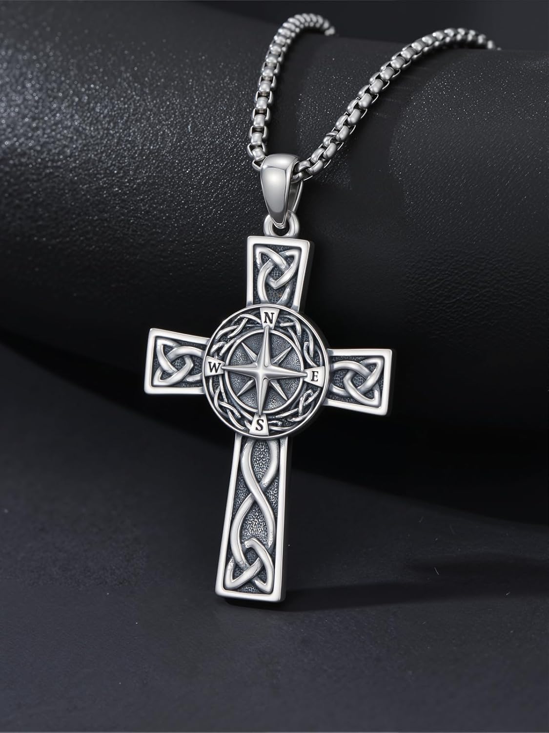Celtic Knot Cross Necklace 925 Sterling Silver Irish Pendant Religious Jewelry Gifts for Men - Image 2