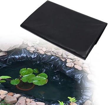 10 Mil Pond Skins Pond Liner, 9.8 x 16.7 Feet Pond Liner Black LDPE Pond Liner for Waterfall, Fish Koi Ponds, Garden Fountain Color 16.4 * 16.4ft