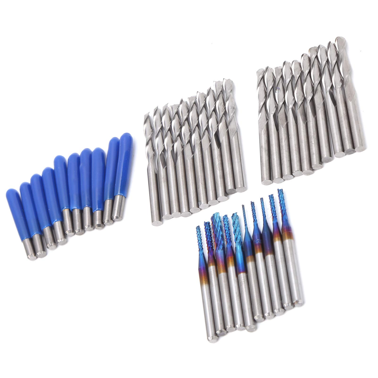 Juego de 40 fresas de acero de tungsteno, brocas de extremo de carburo con vástago de 3,175 mm, herramientas de grabado revestidas en Ti para moldes de PCB, plástico y madera, kit