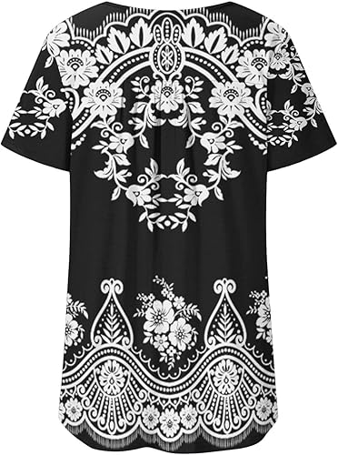 Miniatura 4 de Summer Womens Tops Short Sleeve Fashion 2023 Blouses Dressy Casual Tunic Cute Flower Print t Shirts Plus Size tees