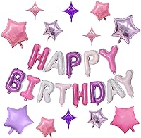 Vista 43 de KALOR Pancarta de Globos Dorados de Feliz Cumpleaños, Letras de Globos de Papel de Aluminio Mylar de 16 Pulgadas Letrero para Decoraciones de Fiesta