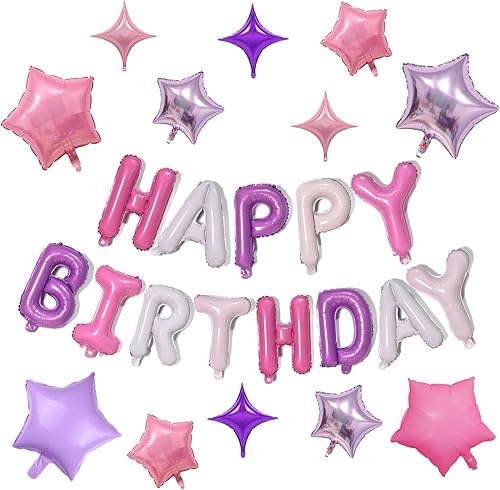 Miniatura 40 de KALOR Globos Negros con Pancarta de Feliz Cumpleaños, Letras de Globos de Papel de Aluminio Mylar de 16 Pulgadas para Decoraciones de Fiesta de