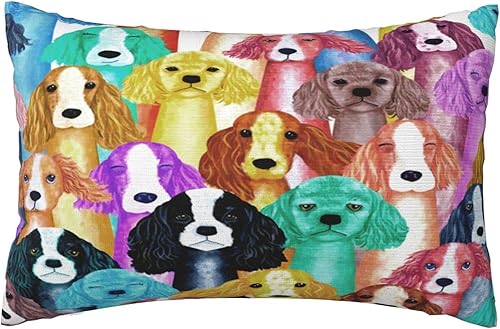 Lindas fundas de almohada coloridas de cachorro de Cocker Spaniel inglés, fundas de almohada coloridas de microfibra ultra suaves y cómodas, fundas