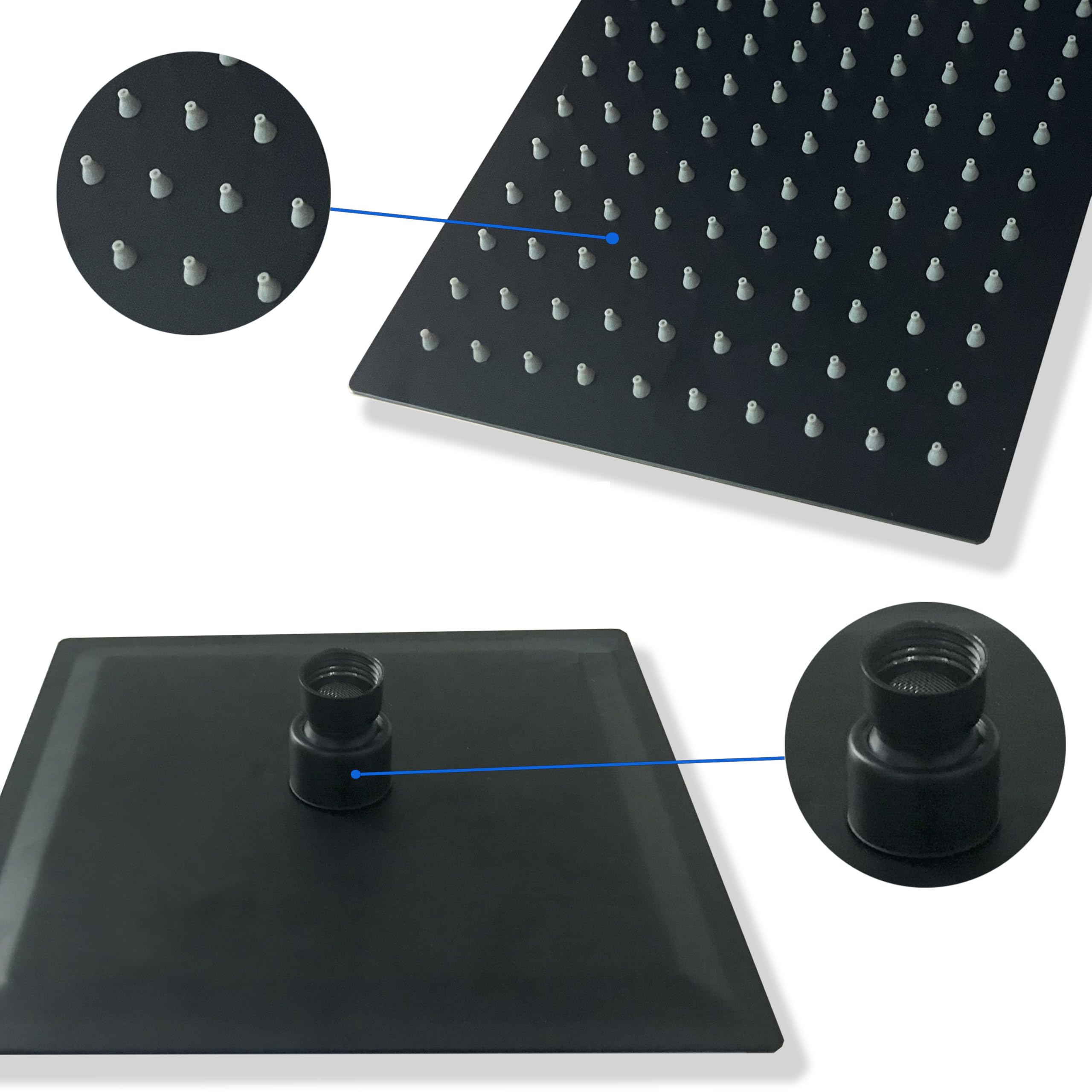 Aica Sanitarios Columna de Ducha Termostática Negro Mate 80-120cm con Alcachofa Superior de 8 Pulgadas Cuadrada Ducha Lluvia para Baño