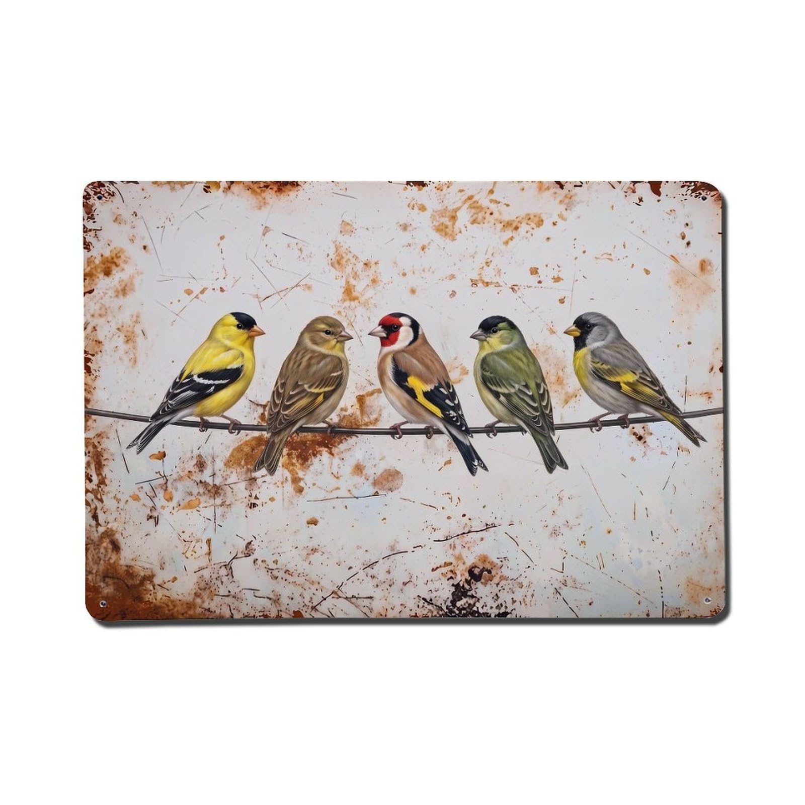 Vintage Retro Birds Goldfinch Metal Tin Sign