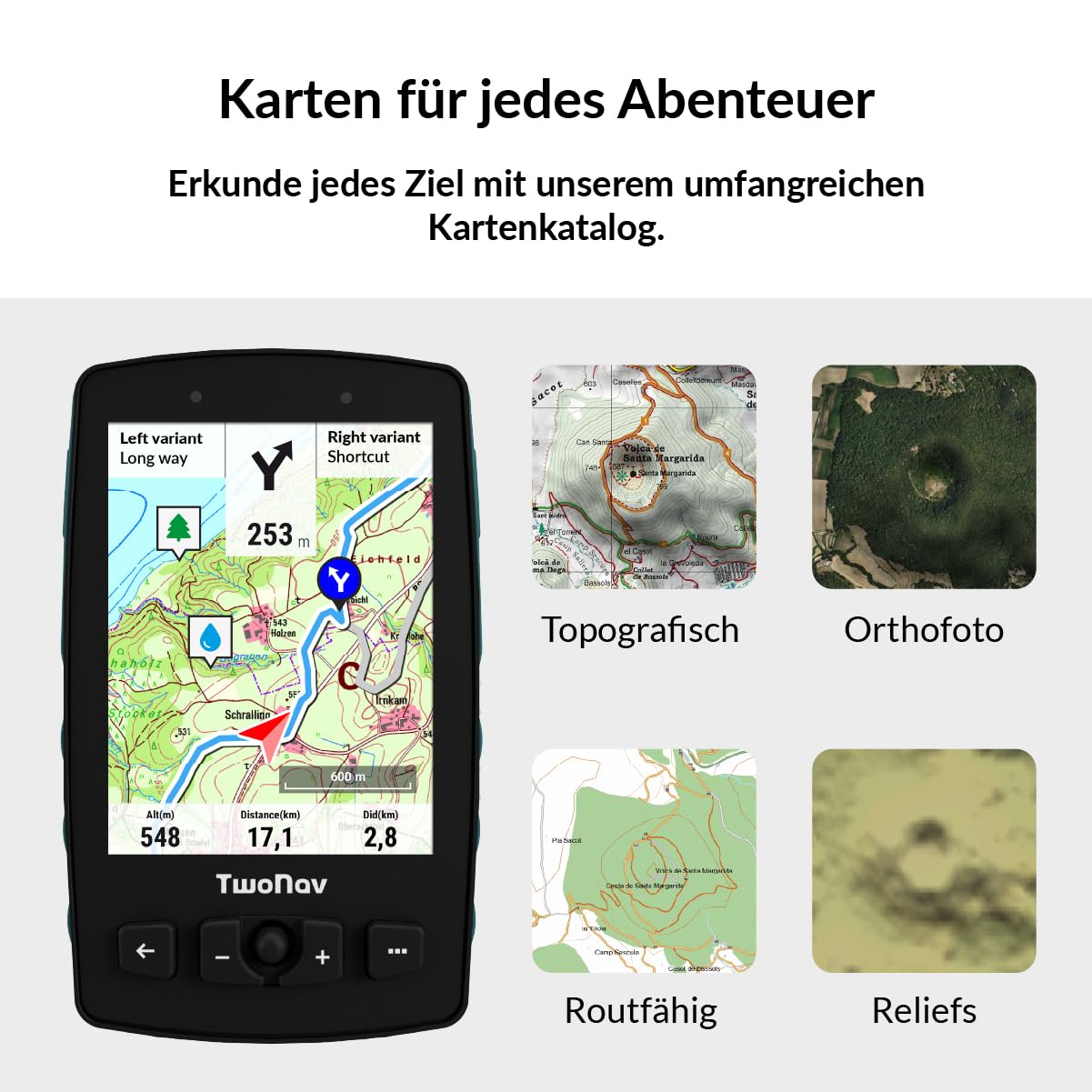 TwoNav Aventura 2 Plus (32 GB) + MicroSD (128 GB) + Karte Full Deutchland BKG Topo 1:25000 installiert, Outdoor Handheld-GPS mit 3,7-Zoll-Breitbild, Tasten und Joystick für Bergsteigen
