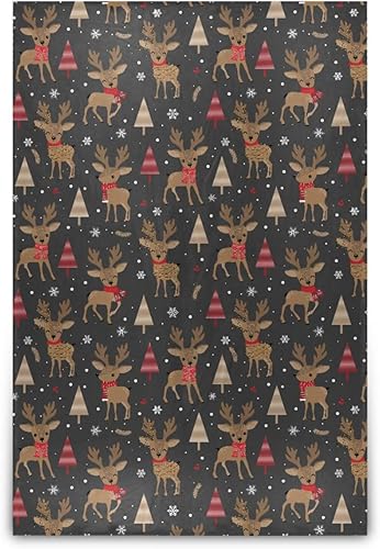 KLL Christmas Reindeer Background Winter Pattern Blankets & Throws Flannel Microfiber Spring Sofa Throw Blanket 60"x90" for Camping Office