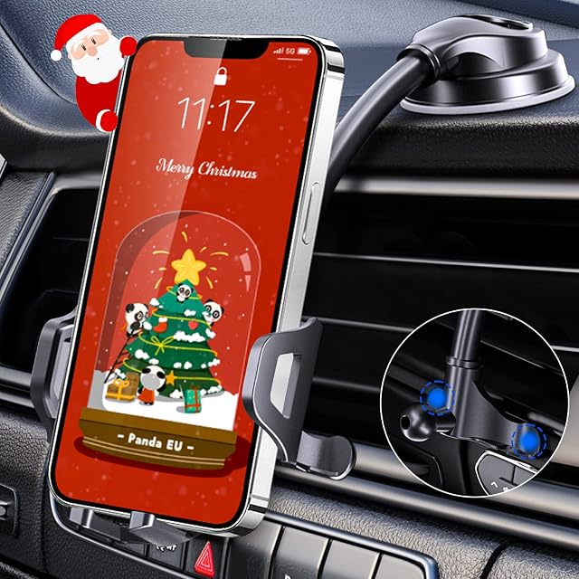 Huryfox Gooseneck Car Phone Holder - Windscreen Dashboard Mobile Phone Holder for Cars Mount, Flexible Universal Long Arm Adjustable Strong Suction Car Phone Mount for iPhone 13/12/11 Samsung Huawei