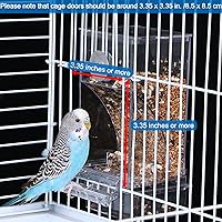 Vista 4 de Hamiledyi Alimentador automático de jaulas para pájaros sin ensuciar, con perca, acrílico transparente, contenedor de alimentos, accesorios