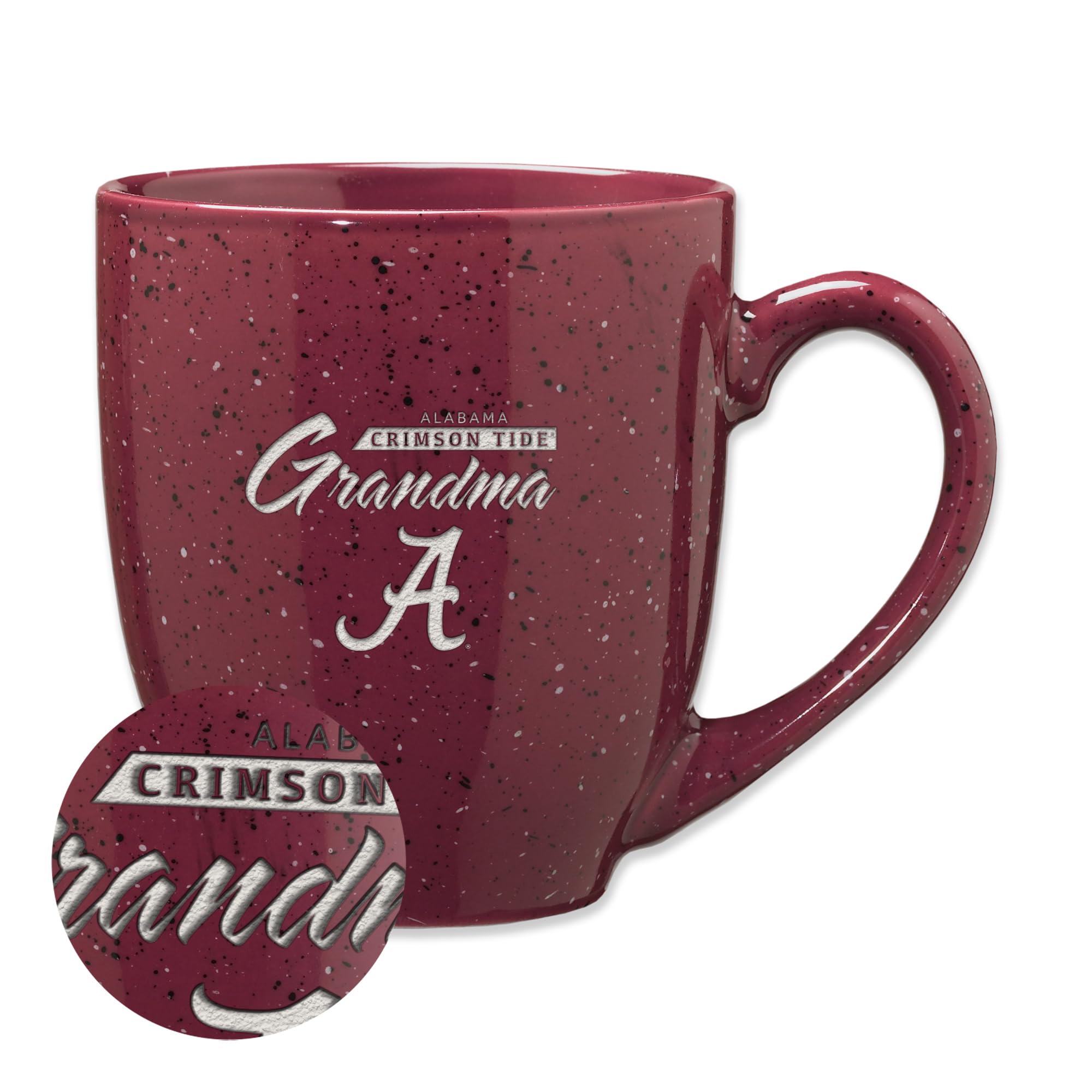 Rico Industries NCAA Alabama Crimson Tide Grandma 16 oz Team Color Laser Engraved Speckled Ceramic Coffee Mug