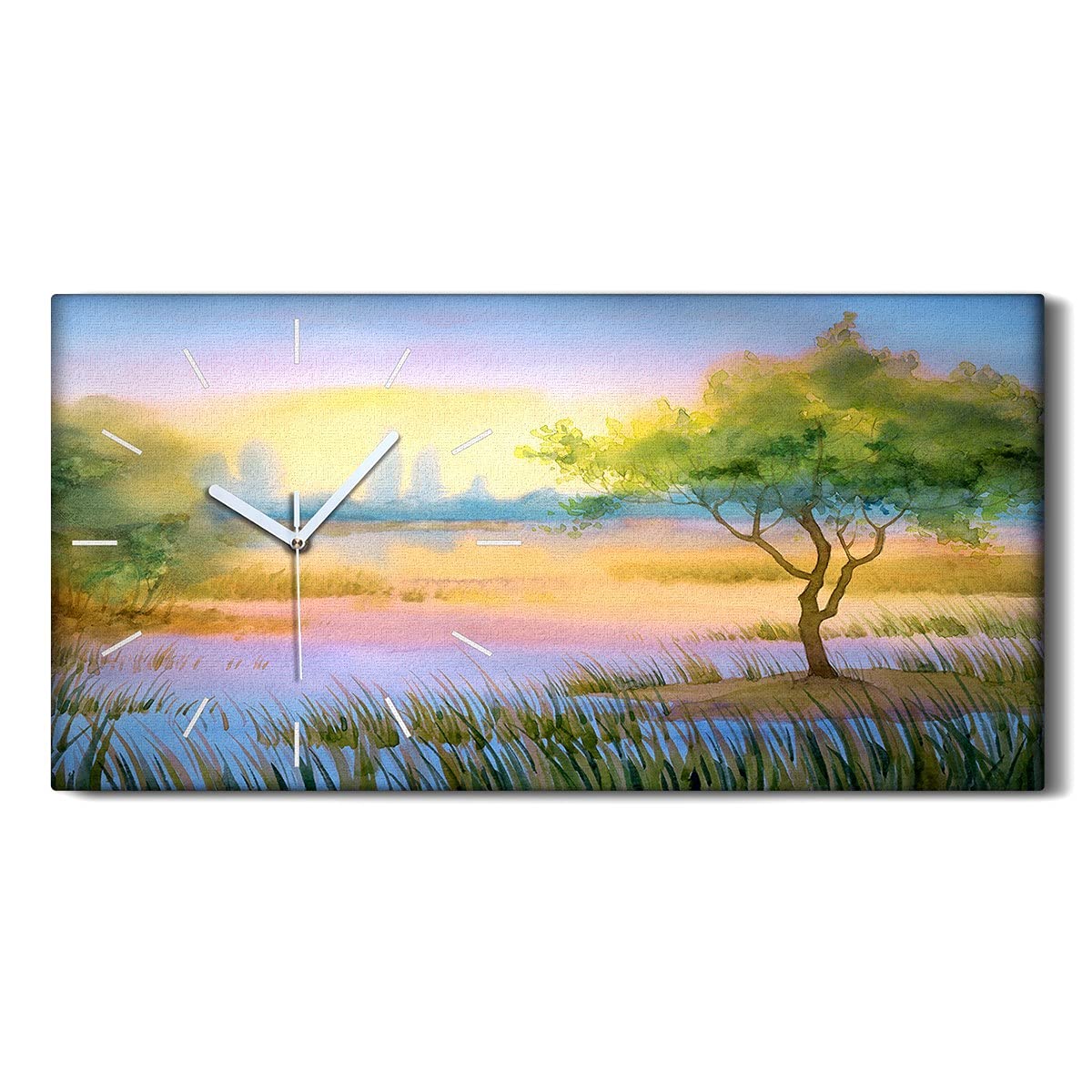 Image Aquarelle Nature Tree Horloge Décorative Salon Art Moderne