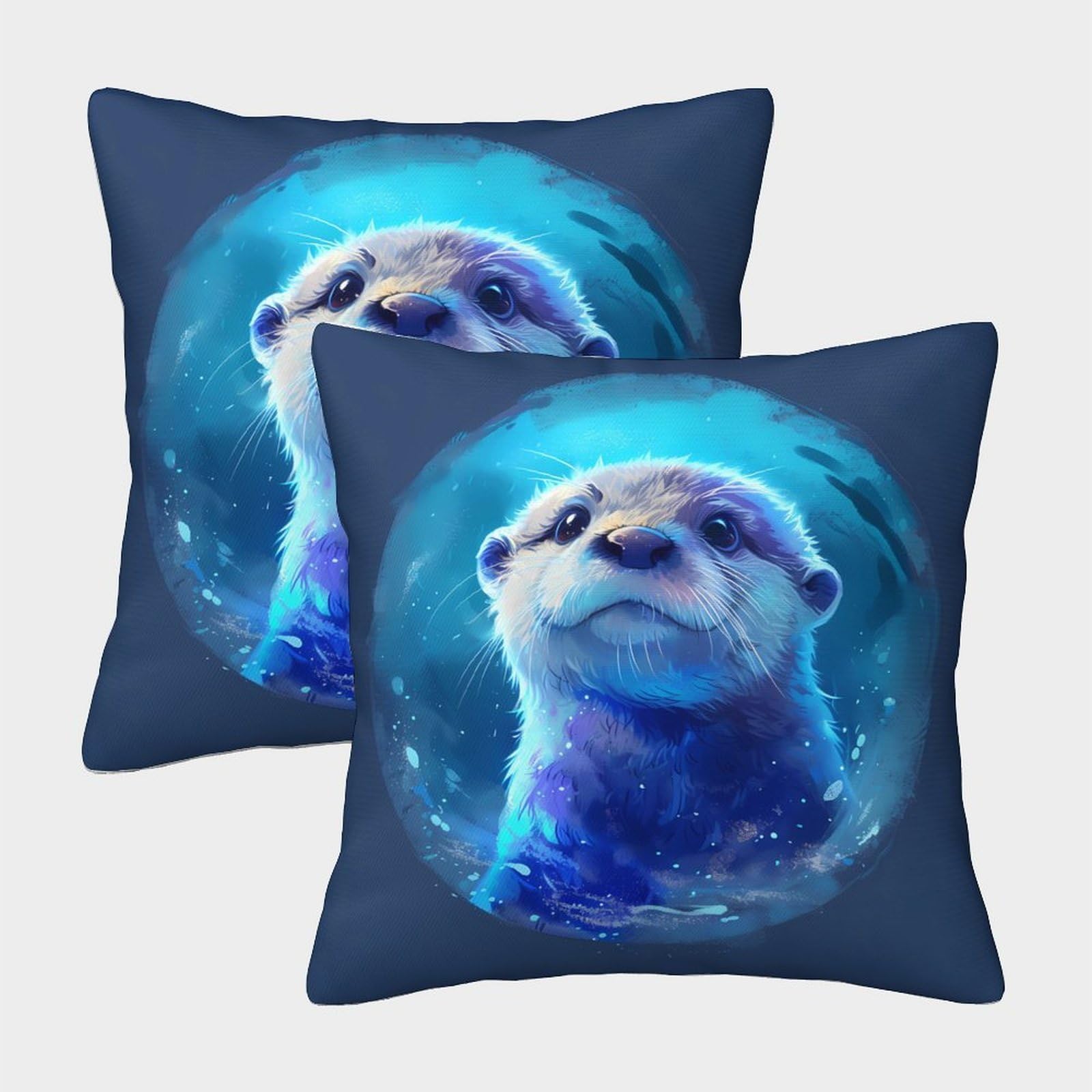 QFVANSIYO 3D Printed Otter Pattern Pillowcase Soft Microfiber Bedroom Decor Otter Pillow Cover for Adults Teens 40x40cm