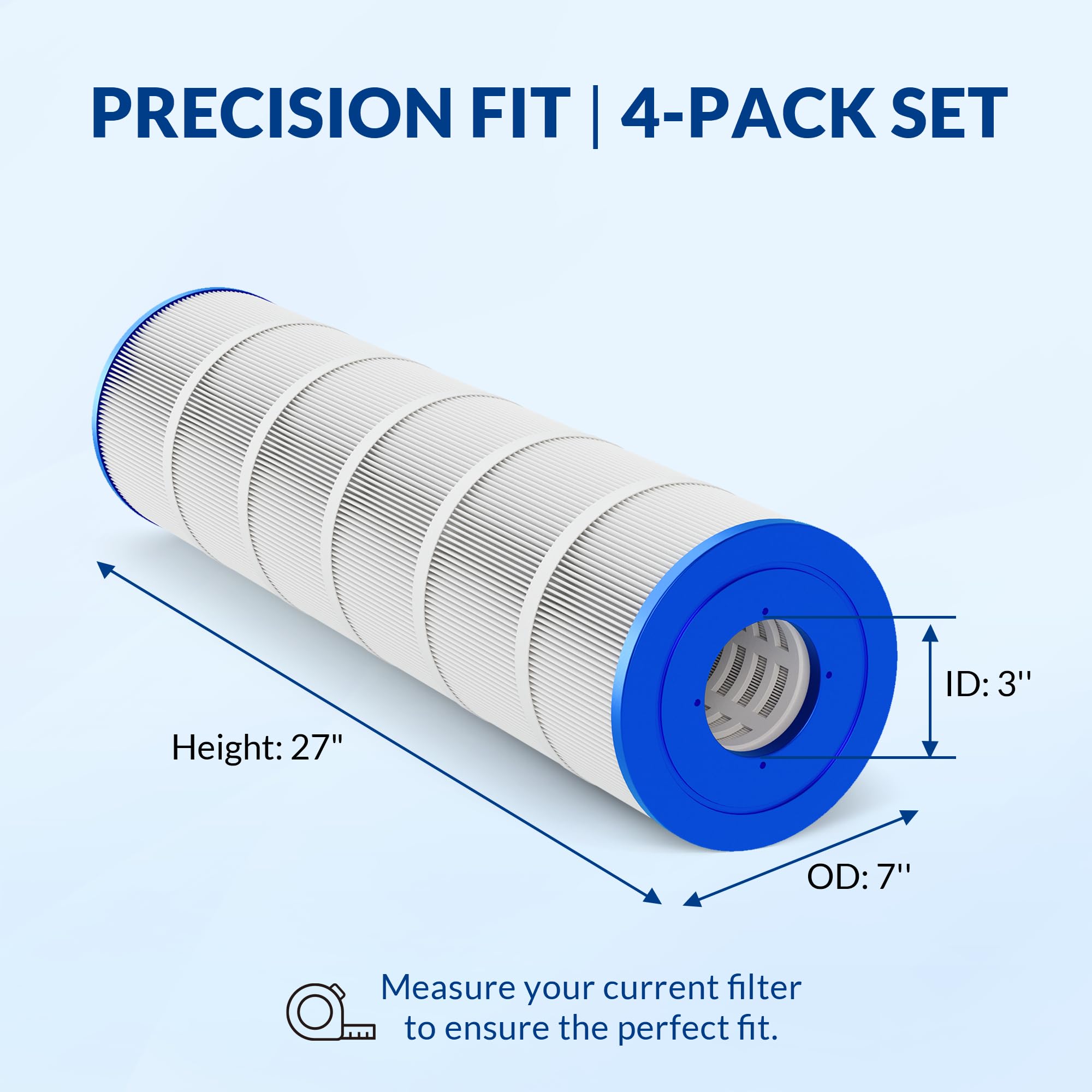 Cartuchos de filtro de piscina CV460 mejorados (paquete de 4), compatibles con Jandy CL/CV460, tela resistente de 5 onzas para una filtración y durabilidad superiores, reemplaza PJAN115
