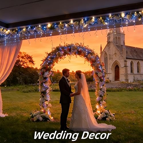 Miniatura 7 de 1332 LED Luces de Cadena de Navidad de 132 pies para Exteriores, 12 Modos Luces de Cortina Regulables con 296 Gotas, Luces de Hadas Impermeables con