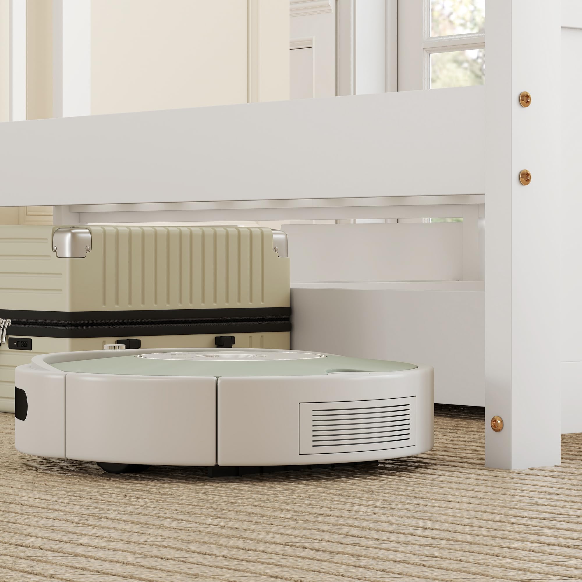 HOMCOM Bett 90 x 200 cm Bettrahmen mit Lattenrost, Schublade, Weiß