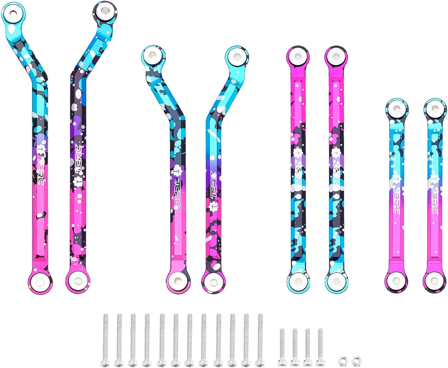 Splash Anodizing Aluminum High Clearance Chassis Links Set for Axial SCX24 Chevrolet C10 JLU Bronco Base Camp 1/24 RC Crawler Car
