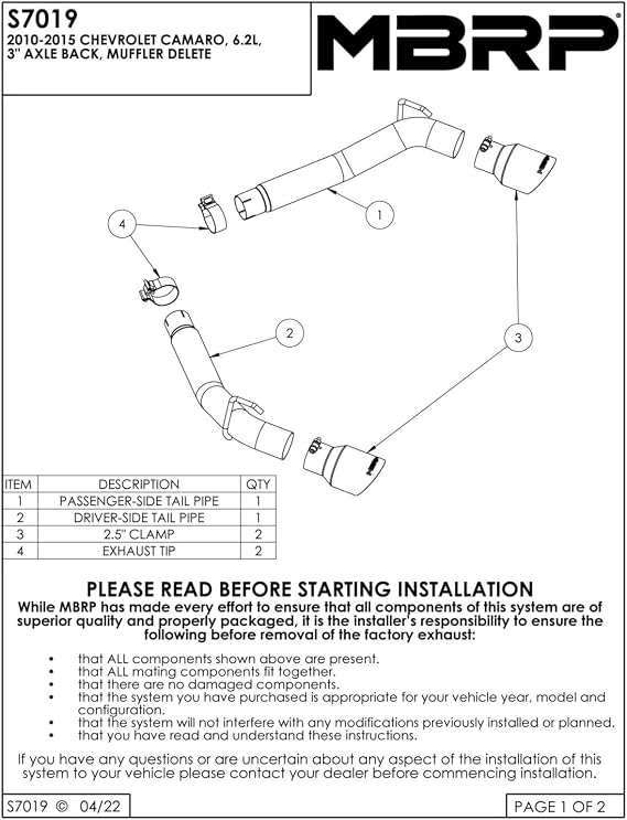 MBRP S7019AL 3 Axle Back Muffler Delete (Aluminized Steel)