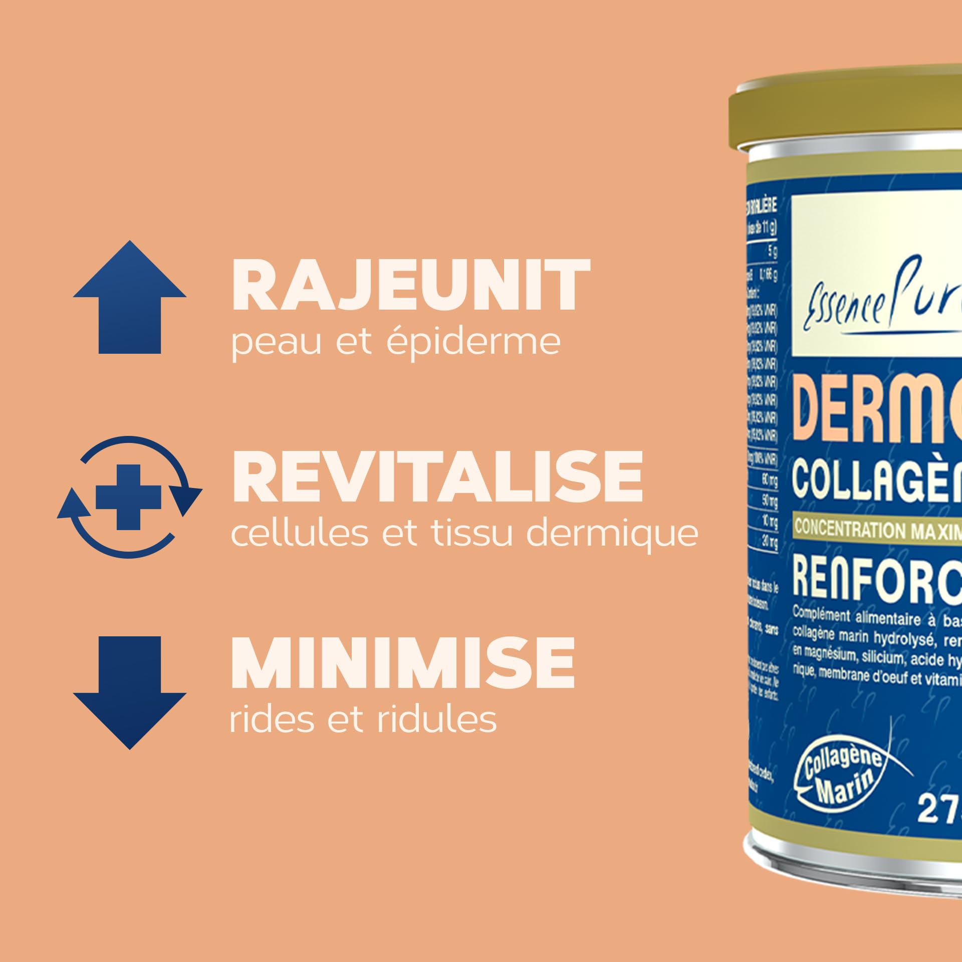 Collagène Marin En Poudre, Bundle Pour Soutien Des Articulations Et De La Peau, Collagène Peptides, Magnésium Et Silicium, Avec Acide Hyaluronique, Resvératrol Et Biotine Pour Élasticité