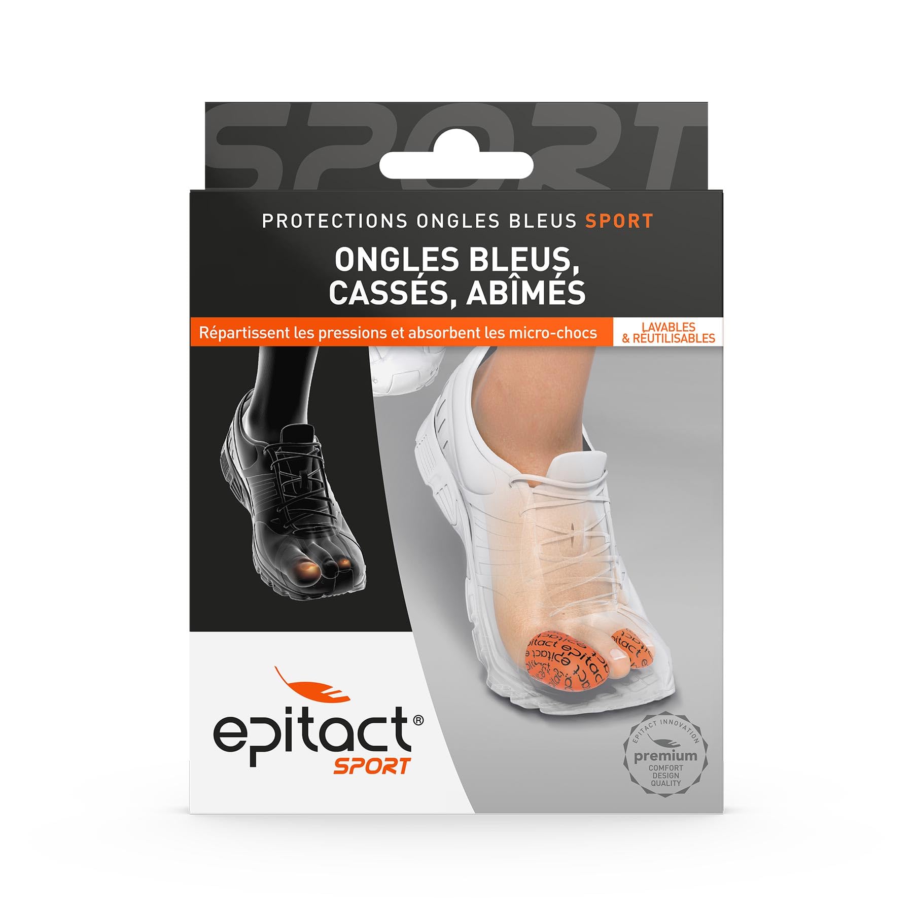 Epitact | Protection Ongle Sport | Ongles bleus, Cassés, Abîmés, Ampoules | Préviennent et Soulagent les Douleurs aux Orteils liés aux Frottements dans la Chaussure de Sport (XL)