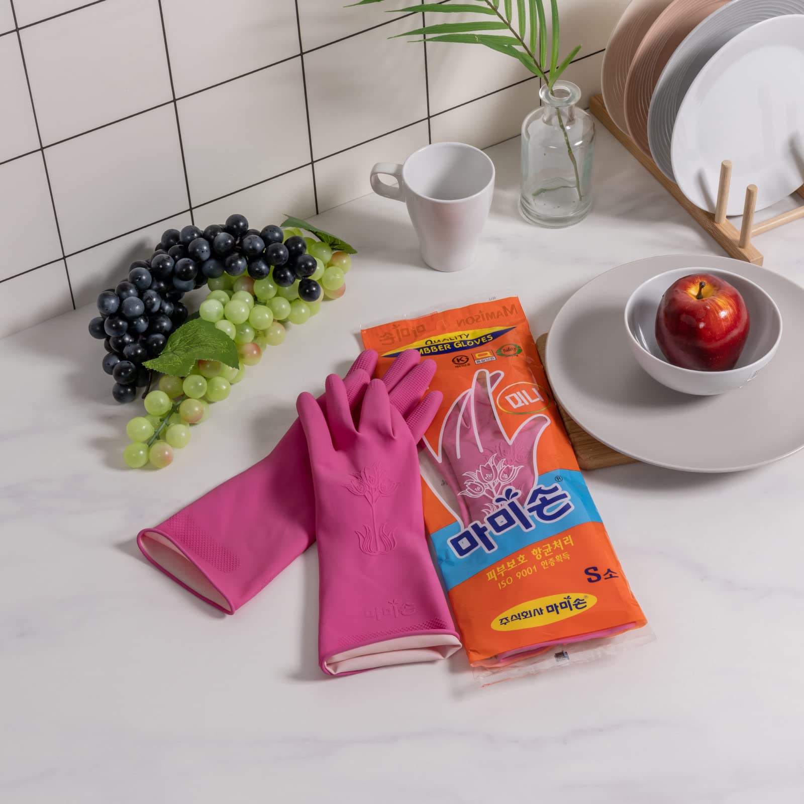 Mamison Hoogwaardige rubberen handschoenen voor in de keuken, reiniging, afwas, stofverwijdering, herbruikbare natuurlijke latexhandschoenen (10 paar, klein Mamison Hoogwaardige rubberen handschoenen voor in de keuken, reiniging, afwas, stofverwijdering, herbruikbare natuurlijke latexhandschoenen (10 paar, klein