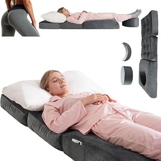 Bomggic BBL Cushion, Tri-Fold BBL Pillow After Surgery for Sleeping, Adjustable-Size Hip Opening, Enhance Comfort Soft Sponge Support, Brazilian Butt Lift Pillow with Hole (Dark Gray)