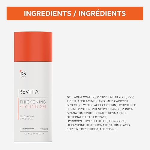 Miniatura 7 de DS Labs - Gel de peinado Revita para todo tipo de cabello, fijación media, voluminizador y acabado de aspecto más grueso, con ginseng, zinc y