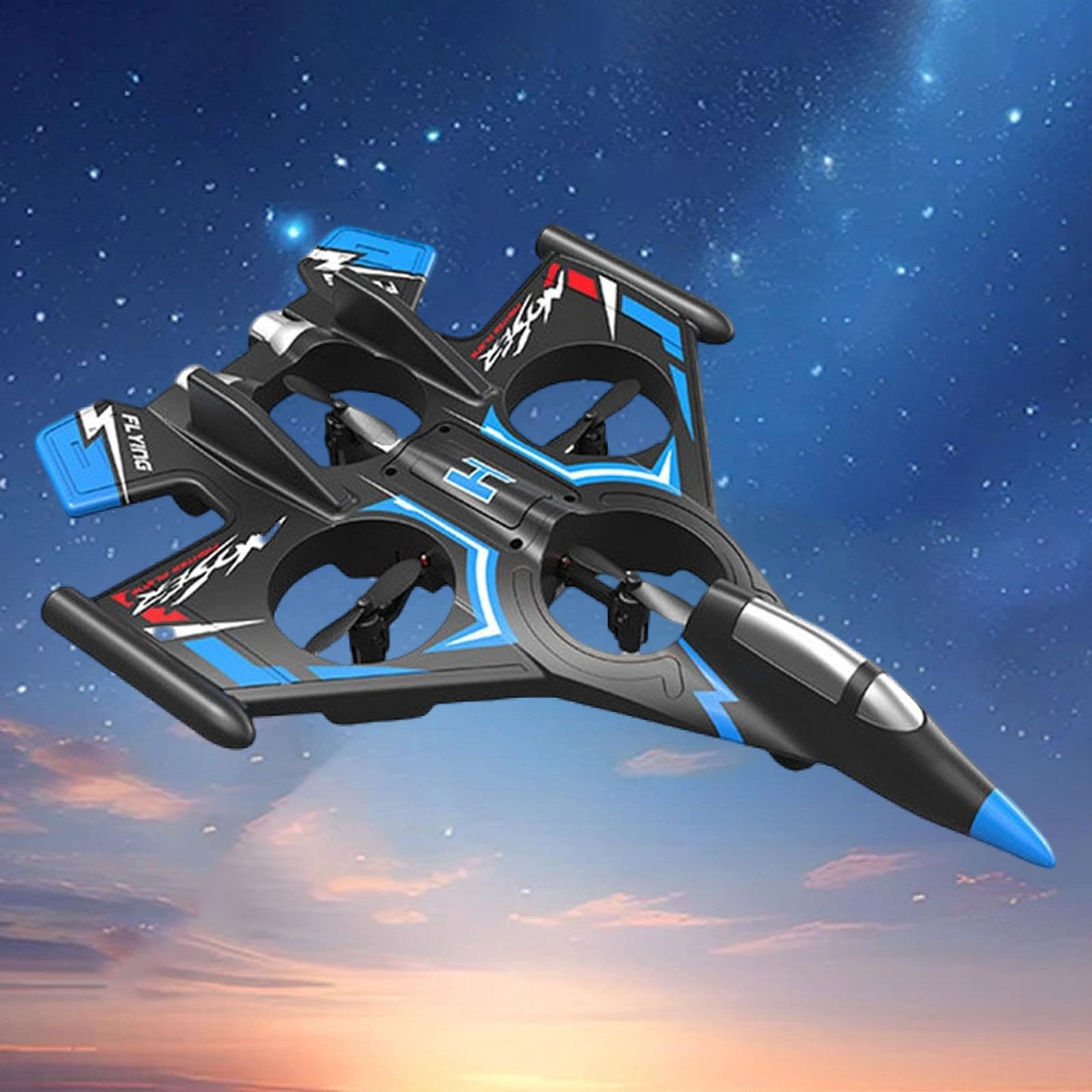 Avión RC de Espuma, Planeador de, a Prueba de Colisiones, Evita Obstáculos, Modelo de Avión de de Control Remoto de 2,4 GHz, Azul con 2 Batería